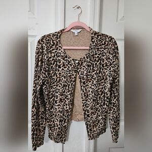 Time and Tru Animal Print Cardigan - Brown and Black